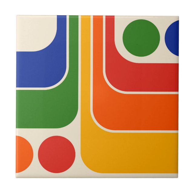 Mod 1970s Retro Stil Geometric Design Kakelplatta (Framsidan)