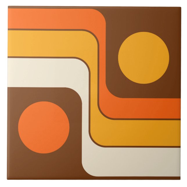 Mod 1970s Retro Stil Geometric Design Kakelplatta (Framsidan)
