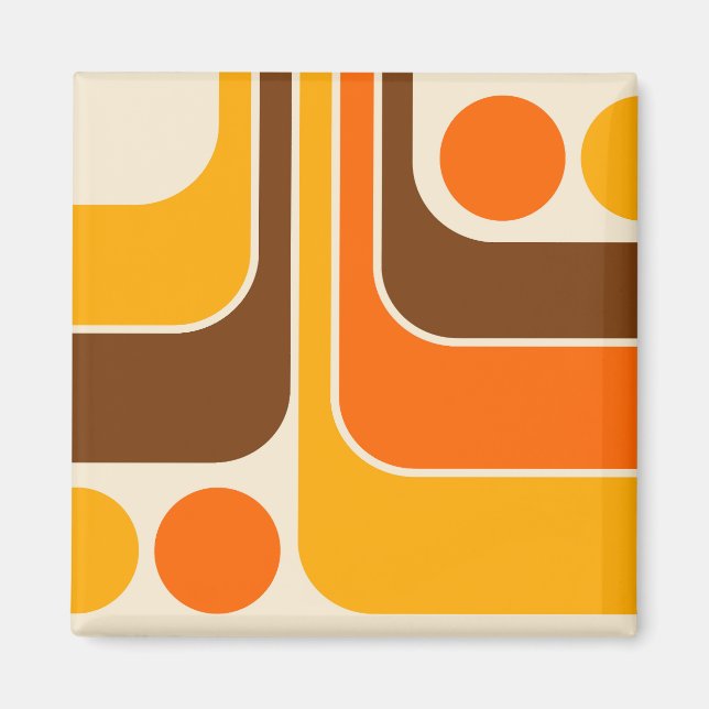 Mod 1970s Retro Stil Geometric Design Magnet (Framsidan)