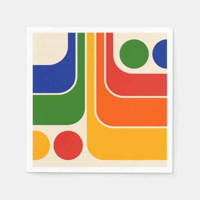 Mod 1970s Retro Stil Geometric Design Pappersservett (Framsidan)