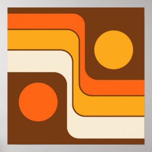 Mod 1970s Retro Stil Geometric Design Poster