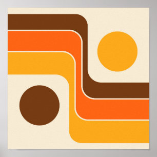 Mod 1970s Retro Stil Geometric Design Poster