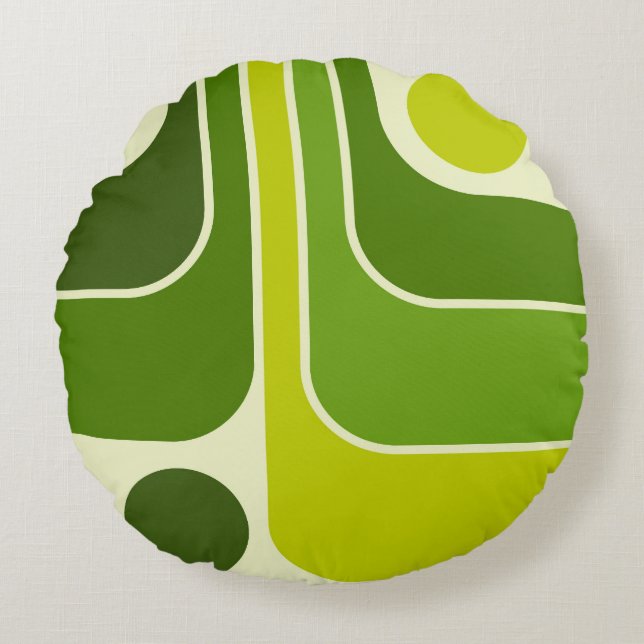 Mod 1970s Retro Stil Geometric Design Rund Kudde (Framsidan)