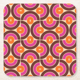 Mod 1970s Retro Stil Geometric Design Underlägg Papper Kvadrat