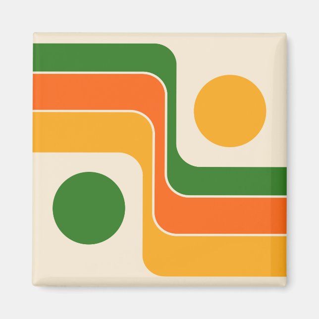Mod 1970s Retro Style Geometric Design Magnet (Framsidan)
