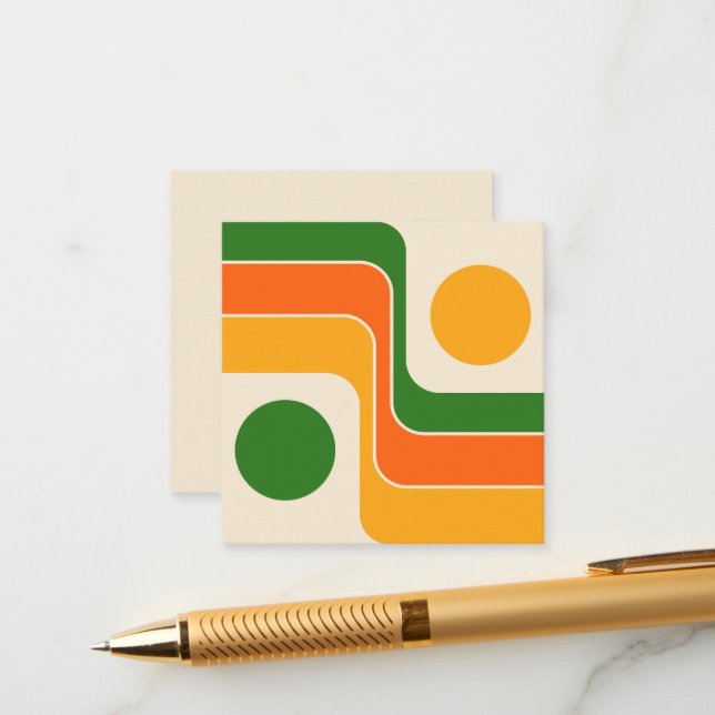 Mod 1970s Retro Style Geometric Design Tilläggskort (Fram/Back In Situ)