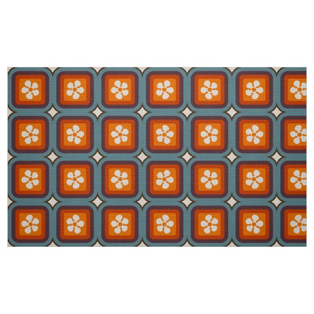 mod 60s 70s blomväv mönster tyg (Fat Quarter)