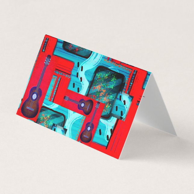 Mod Abstrakt Collage Guitar Lessons/Music Visitkort (Framsida)