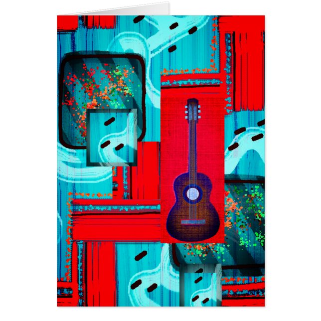 Mod Abstrakt Music Collage "Overlay"Blank Card Hälsningskort (Framsidan)