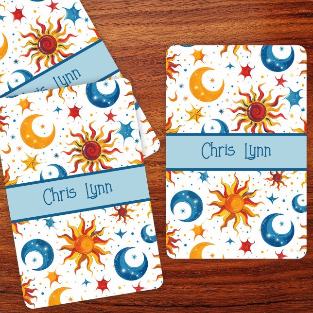 Mod Abstrakt Sol Måne och stjärnor färgstarka Casinokort (Skapare uppladdad)