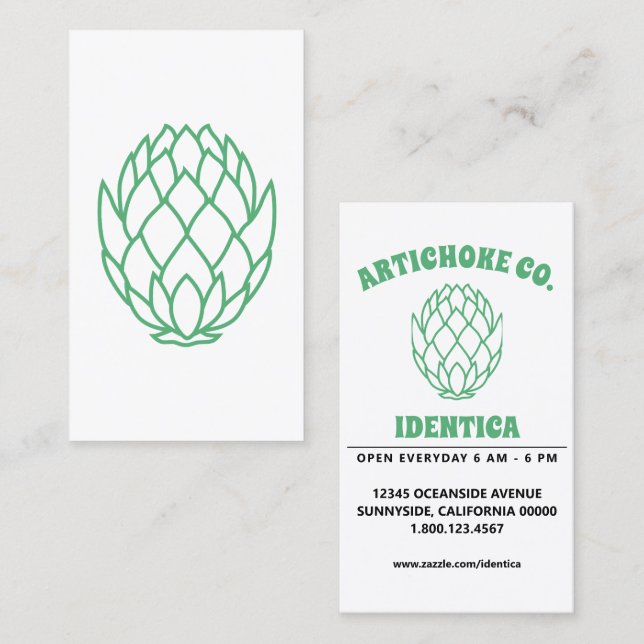 mod artichoke visitkort (Fram/baksida)