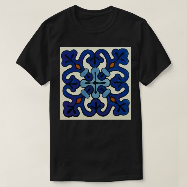 Mod av baroque blue ornamental abstrakt talavera t shirt (Design framsida)