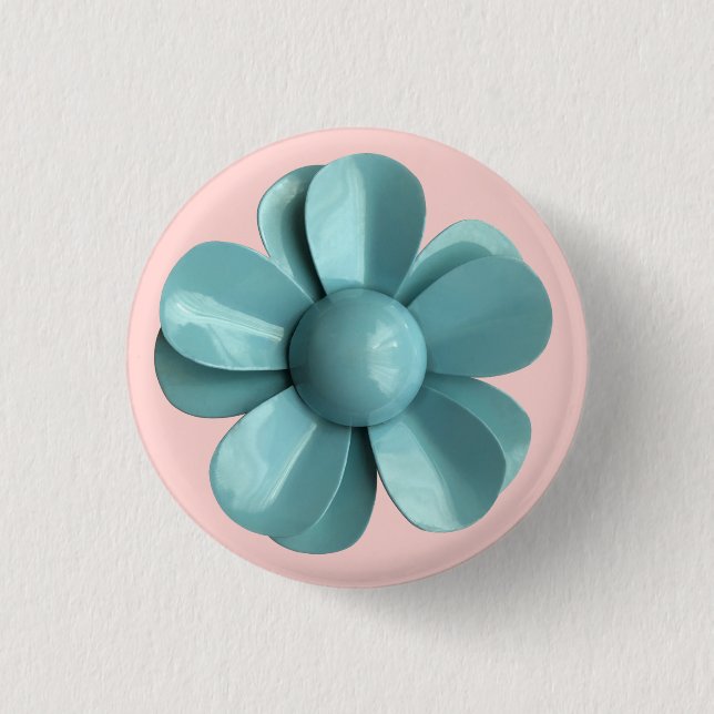 MOD Blek Blue Daisy Flower Vår, sommartid Bröllop Knapp (Framsida)