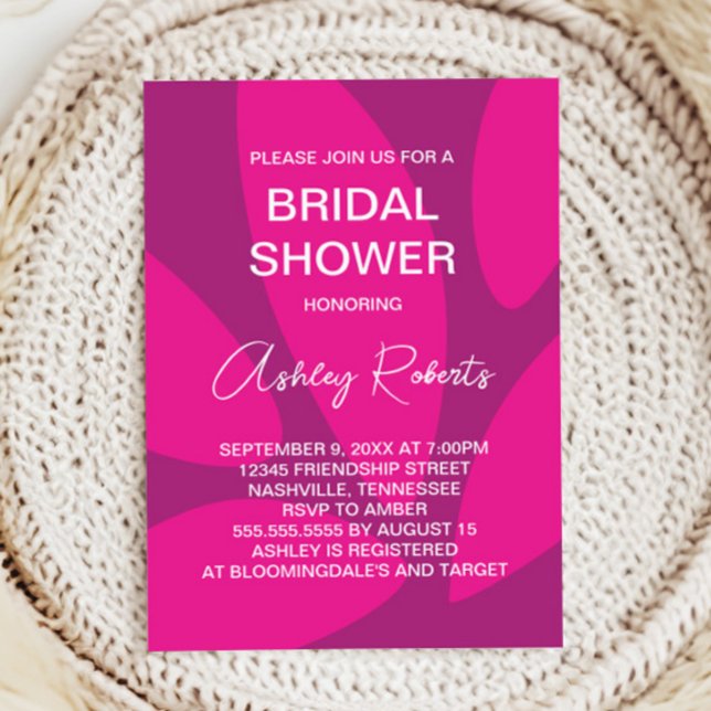 Mod blomblad Botanisk Fuchsia Bröllopsfest Inbjudningar (Skapare uppladdad)