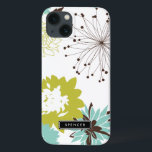 Mod Blommönster Personlig iPad Air Case<br><div class="desc">Anpassade iPad-hölje med chartreuse,  blått och brunt blommönster. Andra färg och liknande artiklar finns i min butik.</div>