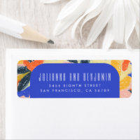 Mod Blue Artsy Abstrakt Botanisk Returadress