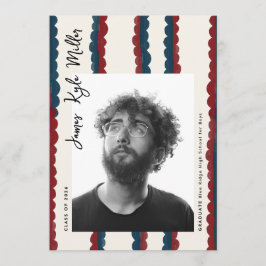 Mod Blue Deep Red Photo Class of 2026 Graduation Meddelande