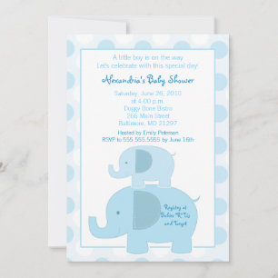 Mod Blue Elephants 5x7 Baby Shower-inbjudan Inbjudningar