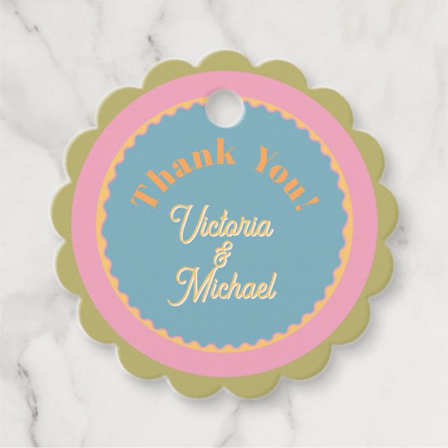 Mod Bröllop Daisy Färgglad tack Gåvor Etiketter (Framsida)