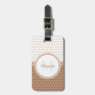 Mod Brun och Vit Polka dots Monogram med Namn Bagagebricka