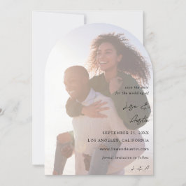 MOD Calligraphy w Duo Photo Save Date Arc Inbjudningar