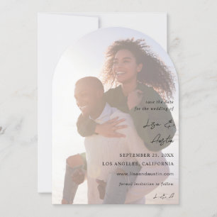 MOD Calligraphy w Duo Photo Save Date Arc Inbjudningar