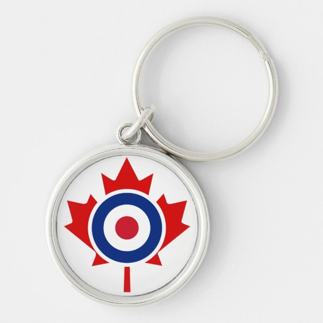 Mod Canada Curling Hockey Target Roundel Rund Silverfärgad Nyckelring (Framsidan)
