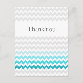 Mod chevron aqua Ombre bröllop Tack Vykort