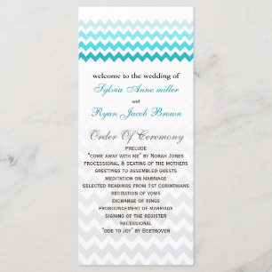 Mod chevron aqua Ombre Bröllopsprogram Program