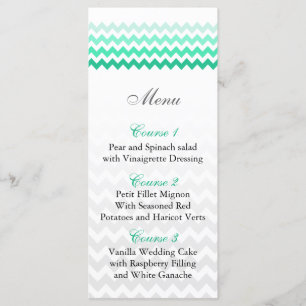 Mod Chevron mint grönt Ombre bröllop-menykort Meny