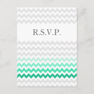 Mod chevron mint grönt Ombre bröllop OSA Inbjudan Vykort