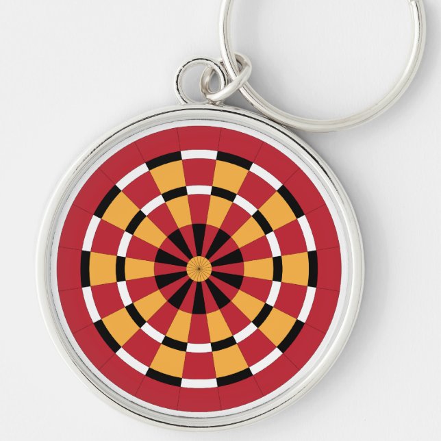 Mod Dartboard Rund Silverfärgad Nyckelring (Framsidan)