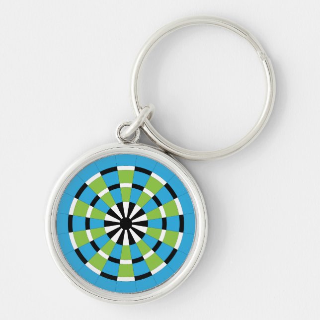 Mod Dartboard Rund Silverfärgad Nyckelring (Framsidan)
