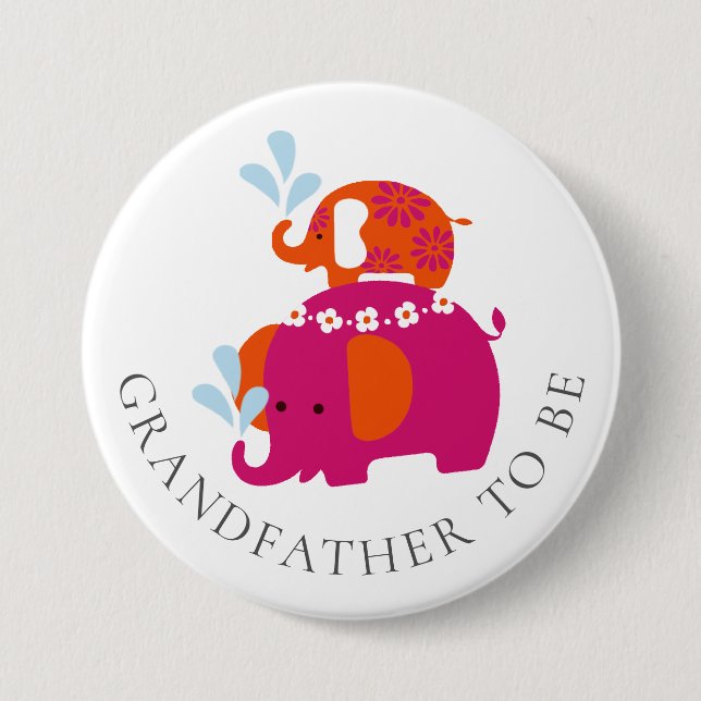 Mod Elephant Baby Shower Grandfather ska vara Knapp (Framsida)