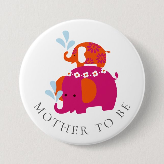 Mod Elephant Baby Shower Mor ska vara Knapp (Framsida)