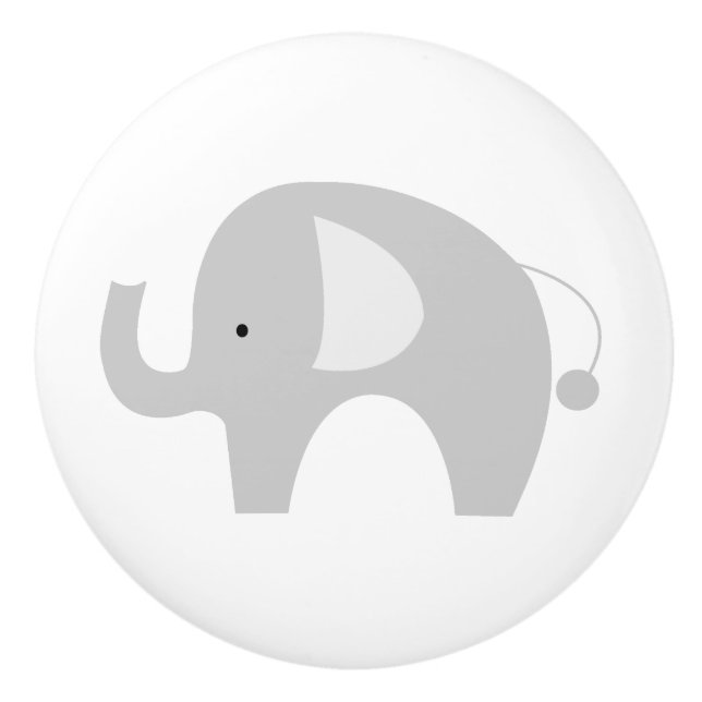 Mod Elephant Ceramic Knob - White Knopp (Framsidan)