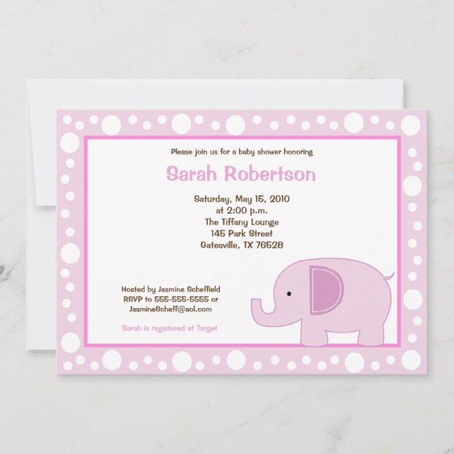 Mod Elephant Jungle Dot 5x7 Baby Shower-inbjudan Inbjudningar (Framsida)