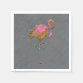 Mod färgglad sommar flamingo chic modern grå pappersservett