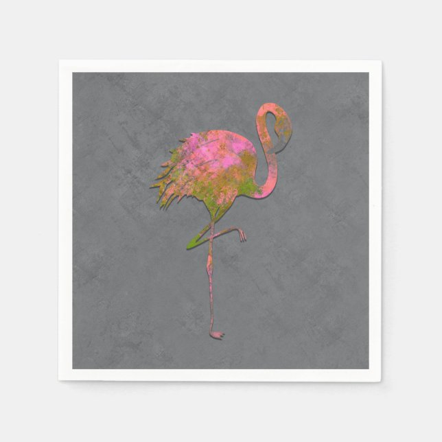 Mod färgglad sommar flamingo chic modern grå pappersservett (Framsidan)