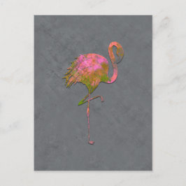 Mod Färgglad Sommar Flamingo Chic Modern Grå Vykort