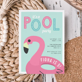 Mod Flamingo | Bassäng Party-födelsedagsinbjudan Inbjudningar