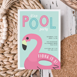 Mod Flamingo Bassäng Party-födelsedagsinbjudan Inbjudningar
