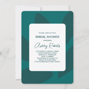 Mod Flower Petals Botanical Teal Möhippa Inbjudningar