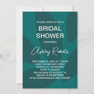 Mod Flower Petals Botanical Teal Möhippa Inbjudningar