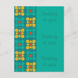 Mod Flower tile mönster Teal & Gult, daglig Vykort