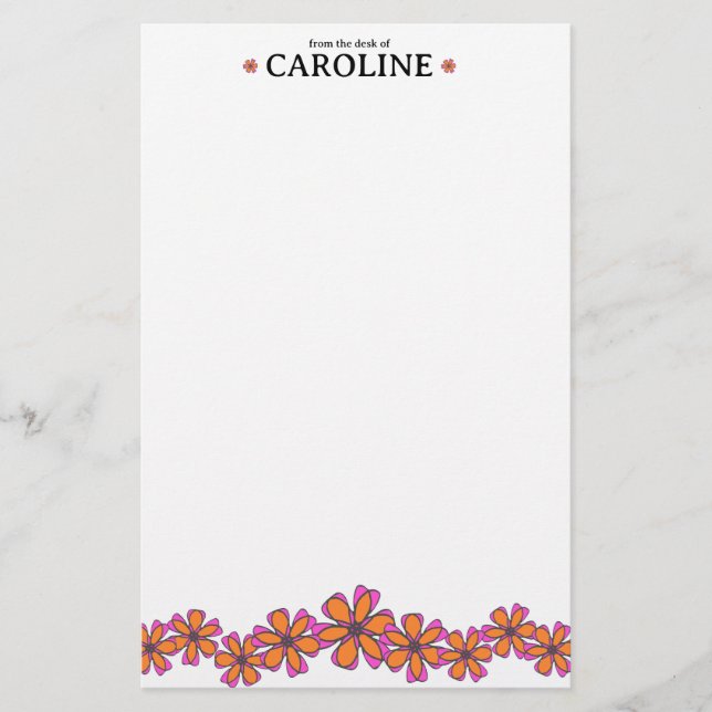 Mod Flowers Personal Stationery Brevpapper (Framsida)