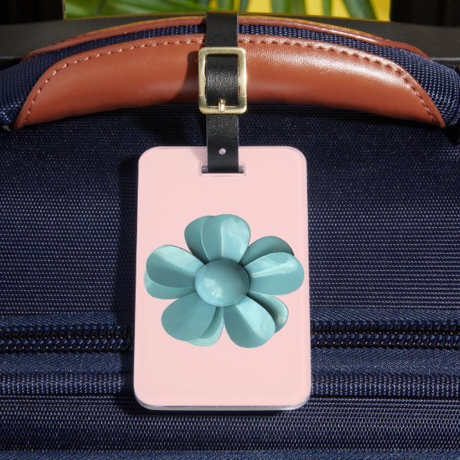 Mod för Blommar av pastellblått Daisy Rosa Flower Bagagebricka (Framsida Insitu 2)