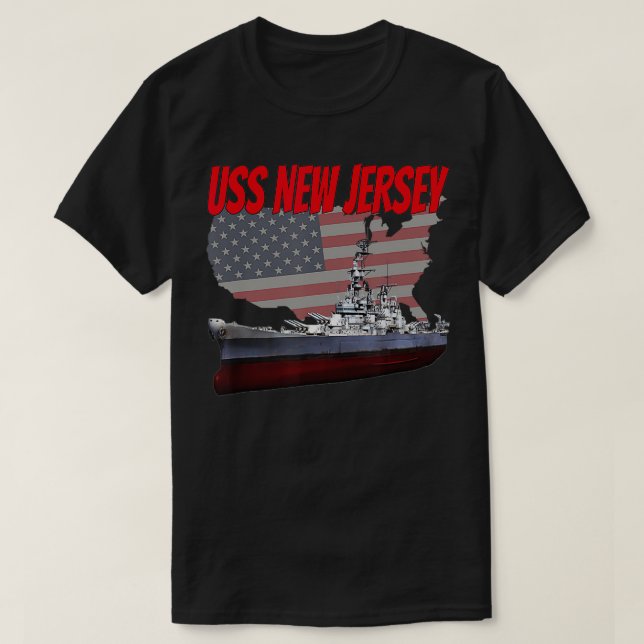 Mod för WW2-batterilivslapp USS New jersey Världsk T Shirt (Design framsida)