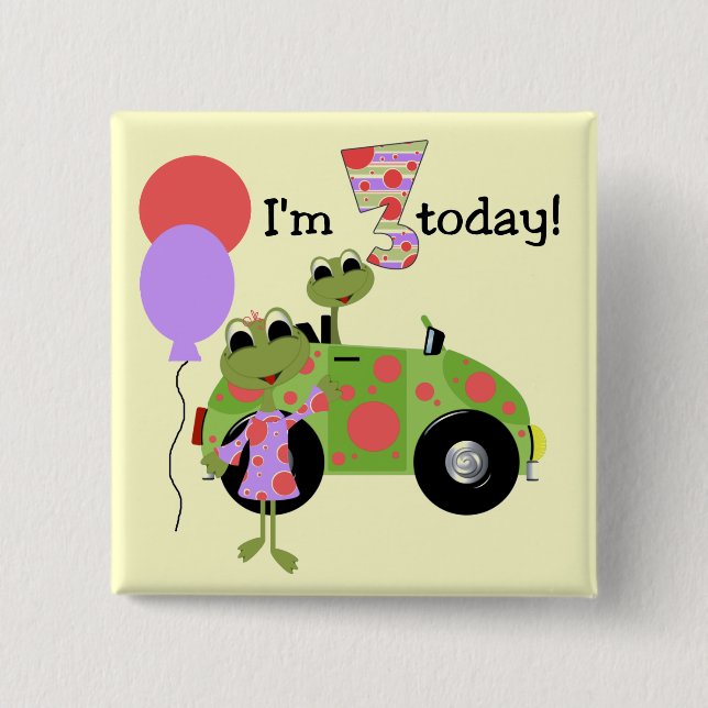 Mod Frogs 3:e födelsedagskjortor och gåvor Knapp (Framsida)