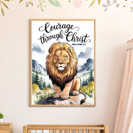 Mod genom Kristus Kristen barnkammarväggkonst Poster